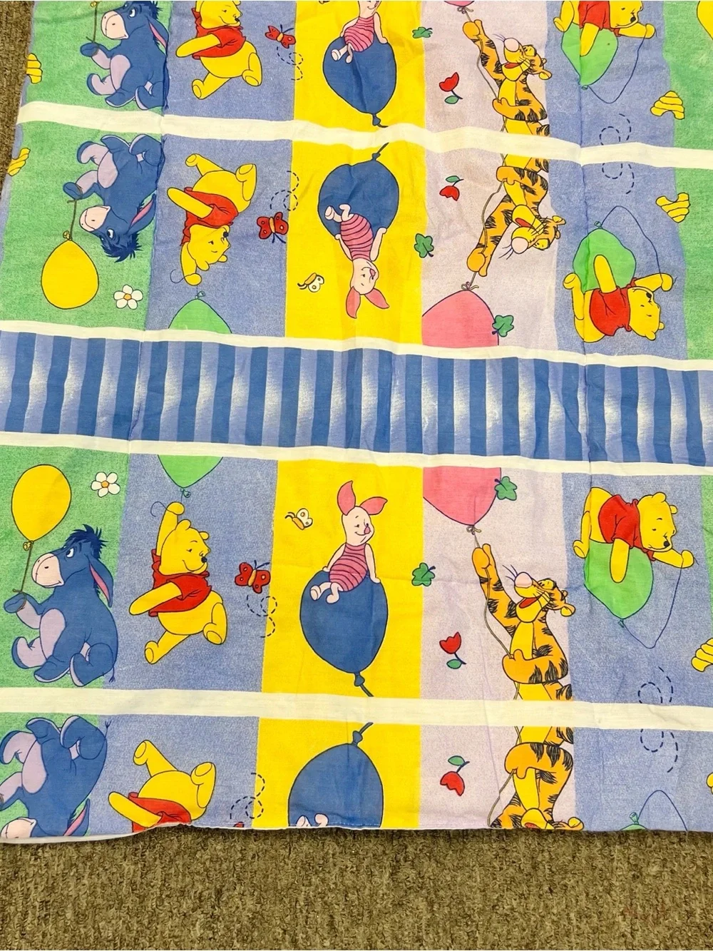 Vintage Winnie the Pooh and Friends Baby Quilt Crib Blanket 40”x26.5” Cottage